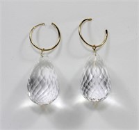 14K Yellow gold hoop earrings with briolette cut