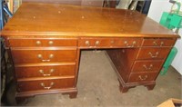 Vintage wood desk with five drawers and one side