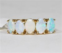 10K Yellow gold five-stone opal ring, 2.00 ct. tw.