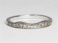 14K White gold band with 18 diamonds, size 8