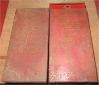 (2) Boxes of vintage caution reflectors. Brands