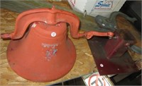 Cast iron bell with clapper, post, etc.  Bell