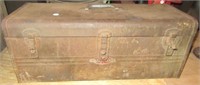 Vintage metal Craftsman toolbox filled with a