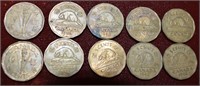 10 Pc. CAD 1942 & 1943 Nickels