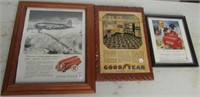 (3) Pieces including vintage framed Coca-Cola and