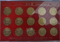 1953 - 1967 Brass 3 Pence Coin Set