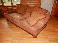 Leather Sofa With Throw Pillows