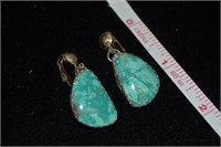 Royston Turquoise 1.5" Sterling Clip Earrings