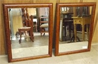 Pair of Beveled Glass Mirrors in Fruitwood Frame,