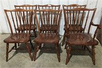6 Empire Cherry Plank Seat Spool Back Chairs