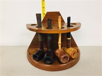wooden pipe stand w/ 4 pipes