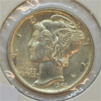 1943 MERCURY DIME  CHOICE BU