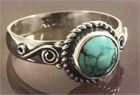.925 Silver Ring With Turquoise Stone
