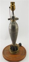 Trench art practice bomb lamp: Marked B 25 28