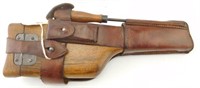 Luger broom handle gun stock in leather
