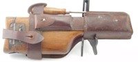 Luger broom handle gun stock in leather sheath