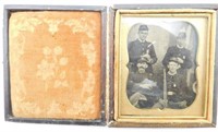 Cased 1/6 plate tintype depicting 3 Union