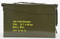 140 Rounds of M33 .50 BMG W/ Military Ammo Can