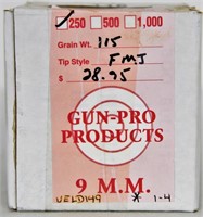 250 Rounds of 9MM Luger 115 Gr FMJ Ammo