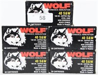 250 Rounds of Wolf WPA .40 S&W Ammo FMJ 180 Gr