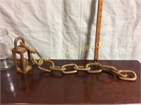 Handcarved wooden ball and chain