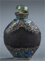 Cloisonne and glass snuff bottle.