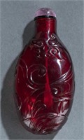 Red glass snuff bottle.
