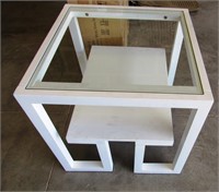 11 - ONE NEW GLASS TOP DESIGNER END TABLE