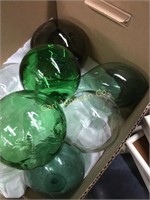 BOX OF LARGE GLASS FLOATS