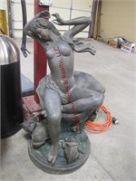 Metal (maybe copper) nude girl on shell w/