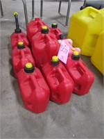 9- 1 to 2 gal red plastic fuel cans