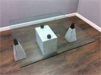MARBLE GLASS TOP COFFEE TABLE