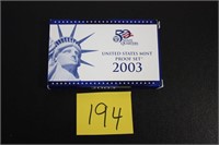 2003 UNITED STATES MINT PROOF SET ($2.91 FACE)