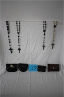 4 ROSARIES IN POUCHES