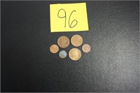 6 CANADIAN COINS & PENCE COINS