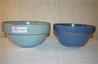 2 Unmatched stoneware mixing bowls