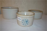 3 unmatched stoneware bowls