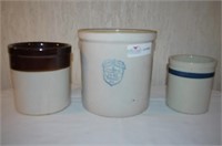 3 unmatched stoneware jars