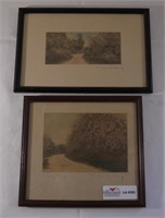 2 Unmatched Hand Colored Photographs