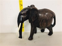 African wood carved elephant w/ tusks