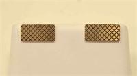 14kt yellow gold checkerboard pattern cufflinks