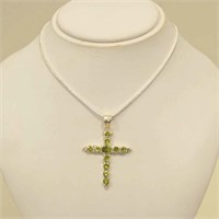 Sterling Silver Peridot cross pendant