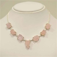 Sterling Silver Morganite rough crystal necklace
