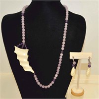 Amethyst and Ivory necklace and earrings
