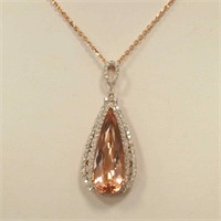 14kt rose gold Morganite and diamond pendant