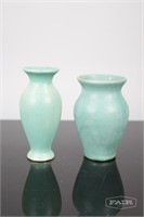 Two Teal Pottery Vases