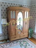 ANTIQUE FRENCH STYLE ARMOIRE W/GOLD ORMOLU