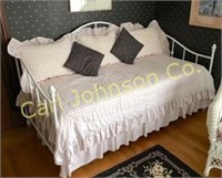 WHITE CAST IRON DAYBED W/ BEDDING