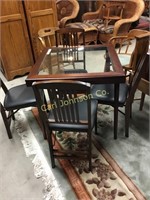 GLASS TOP FOLDING GAME TABLE & 4 CHAIRS