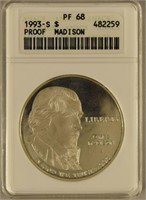 1993 S James Madison $1 Proof Coin